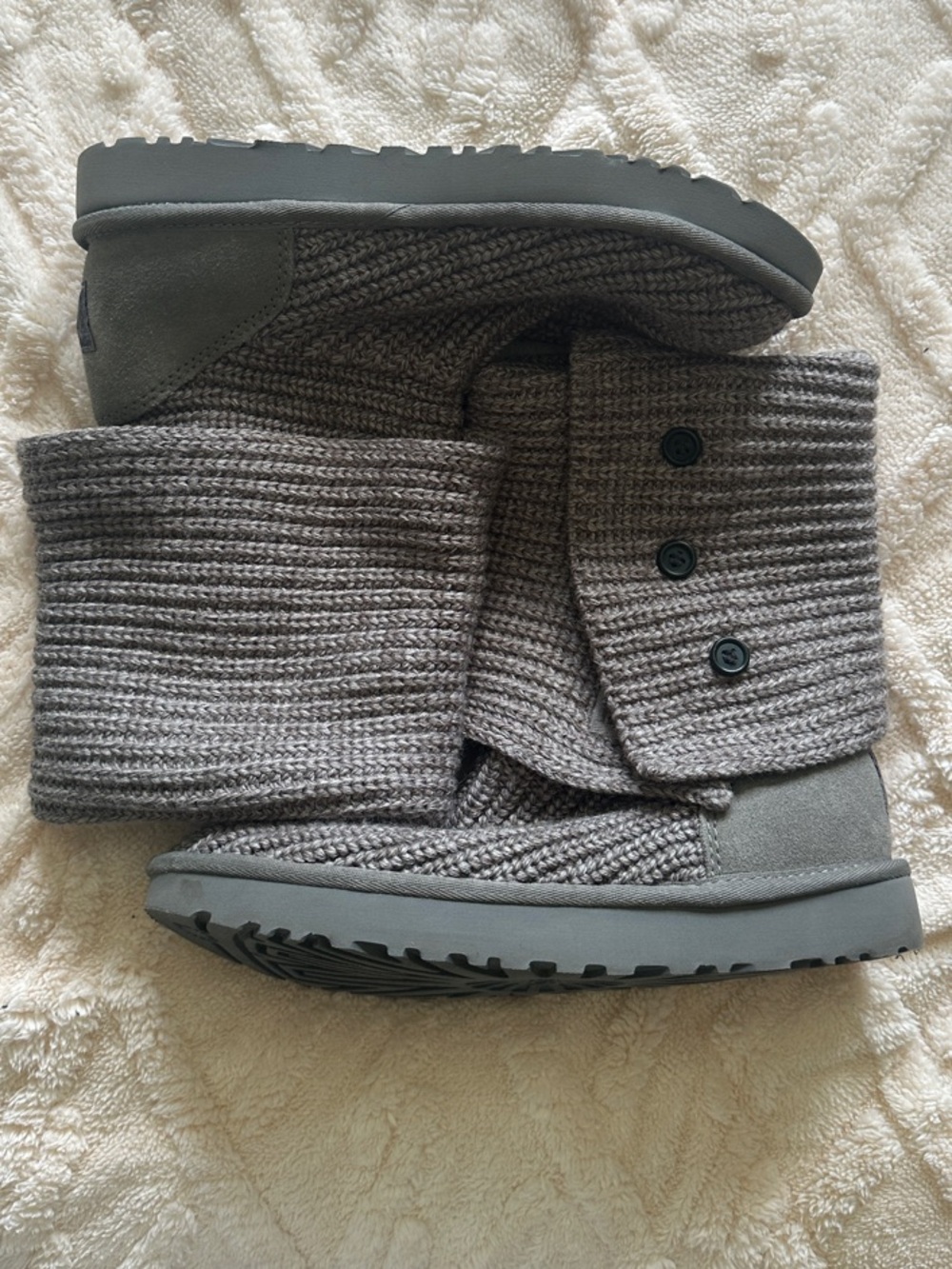 UGG Knit Fold-Over Ankle Boots - Charcoal